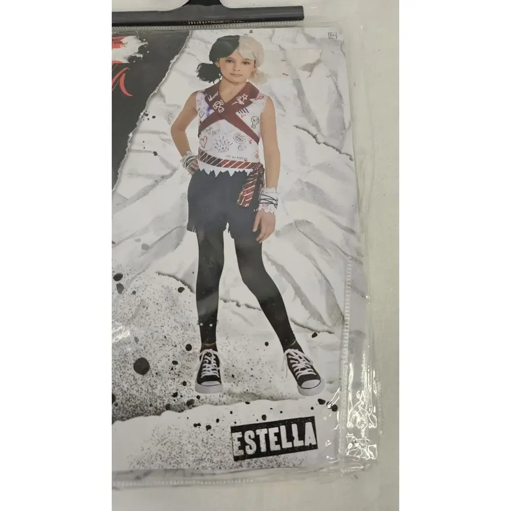 Disney Cruella's Estella Large 12-14 4pcs Multicolor Romper Costume with Tights